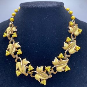 Vintage Yellow Flower Necklace